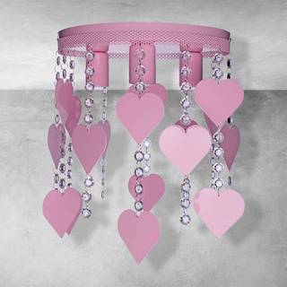 Loftlampe Corazon i pink med hjerter