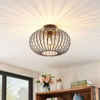 Lindby Nahele loftlampe, brun, metal, Ø 40 cm, E27