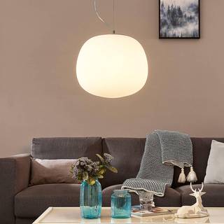 Lindby pendellampe Ginevra, Ø 38 cm, hvid, glas, E27