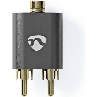 Nedis Stereo Audio Adapter | 2x RCA Hanstik | 3.5 mm Hunstik | Guldplateret | Lige | Aluminium | Gun Metal Grå | 1 stk. | Cover Window Box