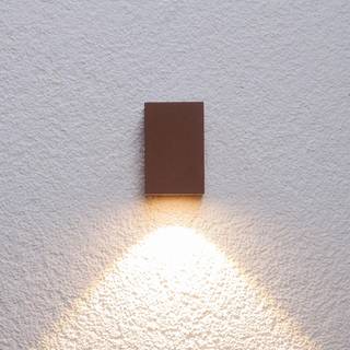Rustbrun udendørs LED væglampe Tavi, højde 9,5 cm