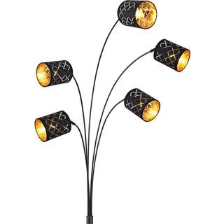 Clarke gulvlampe, sort/guld, 5 lyskilder