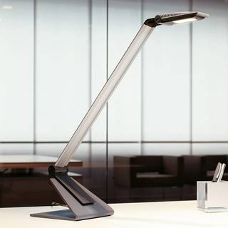 LED-skrivebordslampe MAULsolaris, sølv, højde 64 cm