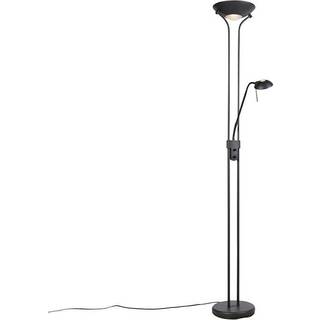 Gulvlampe sort med læselampe inkl. LED og lysdæmper - Diva 2
