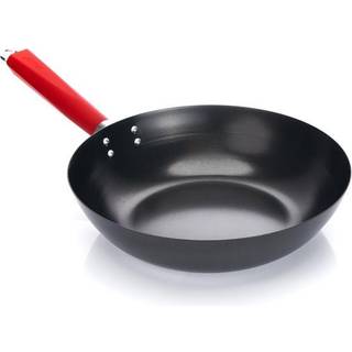 Imusa 12-tommers rød nonstick karbonstål wok med håndtag
