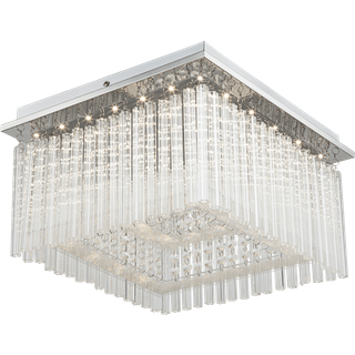 Vince LED-loftlampe, krom, glaskrystaller