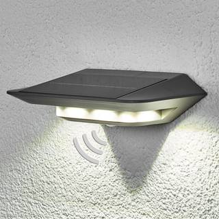 LUTEC GHOST SOLAR udendørs LED væglampe med solceller og sensor, B24,7 cm, IP44, sølvgrå