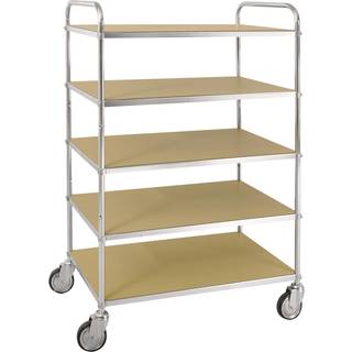 Kongamek 90 x 54 Elektrogalvaniseret ESD-hyldevogne, 5 hylder