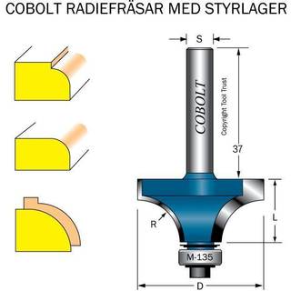 Cobolt HM-afrundingsfræser R=16,0 m kugleleje