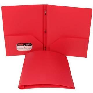 Jam Paper Plastic Color Pop -mapper - 2 Pocket Holdbare mapper med metalspidser Fastg?relsesl?s - Fuchsia Hot Pink - 6/Pack