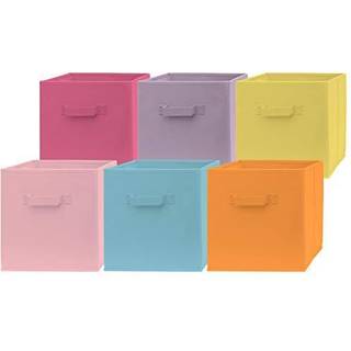 Pomatree 13x13x13 tommer opbevaringskuber - 6 pakke - sjov farvede store opbevaringsbakker dobbelth?ndtag sammenfoldelige terningskurve til hjemm