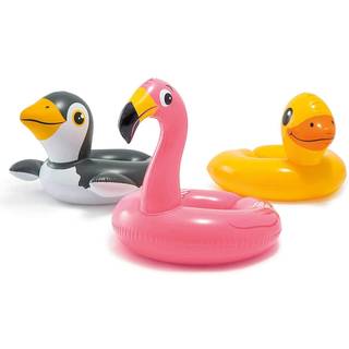 Intex 43234-2327 3 Pack 59220EP - Animal Head Split Ring Pool Floats Bundle inkluderer Frog Duck Penguin Giraffe Frog Penguin (stil kan variere)