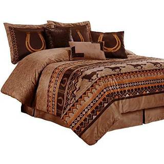Chezmoi Collection Sedona 7-Piece Southwestern Wild Horses Microsuede Bedding Comforter Set (Queen)
