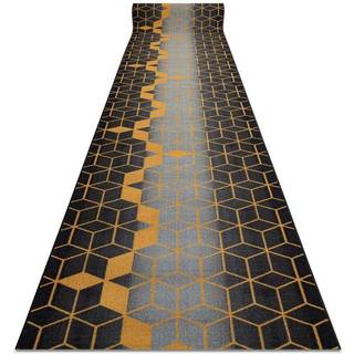 Gummibelægning 100 cm HEXAGON sort / guld 100x900 cm