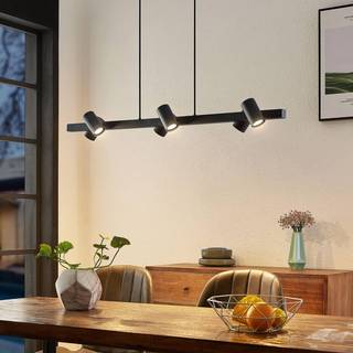 Lindby hængelampe Savoli, 116 cm, sort, 6 lyskilder, stål