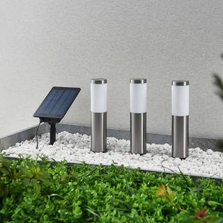 Lindby Lexiane LED-solcellelamper, 3-pak, stål