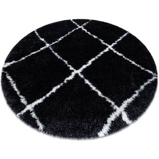 Tæppe FLUFFY 2373 hjul shaggy trellis antracit / hvid cirkel 160 cm