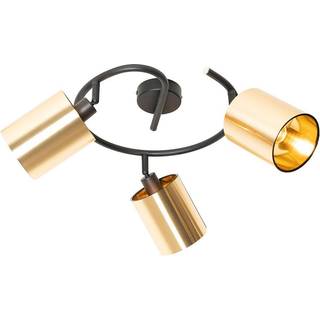 Moderne loftslampe sort og guld 3-lys - Lofty