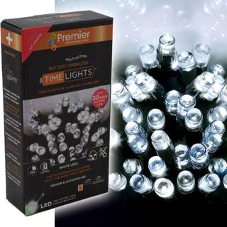 600 LED, 60 m, Premier Battery, udendørs smart tidsur-lys med 8 funktioner, koldhvid