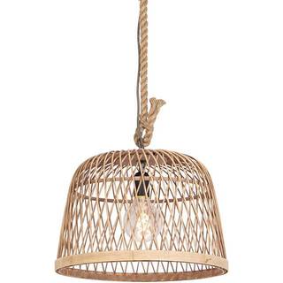 Smart rustik pendellampe rattan inkl. WiFi G125 pære - Calamus