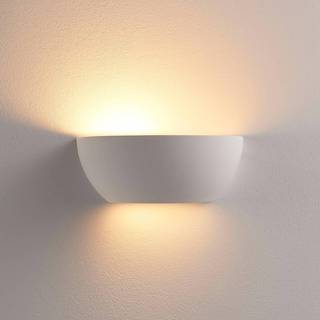 Lindby uplight væglampe Jimmy, hvid, gips, halvcirkelformet, 24 cm, E14