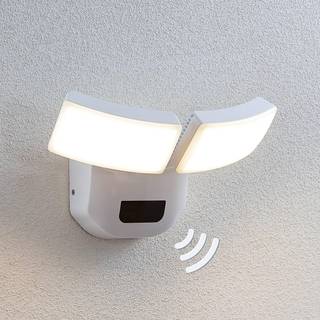 Lindby udendørs LED-væglampe Nikias, 30 cm, sensor, 2 lyskilder, hvid