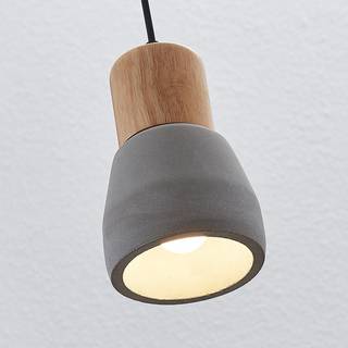 Beton-pendellampe Margot med træ, 1 lyskilde