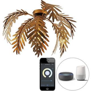 Smart loftslampe guld 45 cm rund inkl. Wifi G95 - Botanica