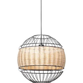 Oriental pendellampe sort med rattan 38 cm - Emir