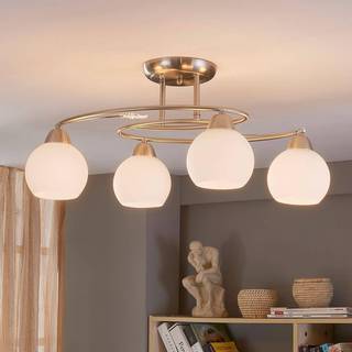 Lindby loftlampe Svean, 4-lys, hvid, glas, længde 42,5 cm