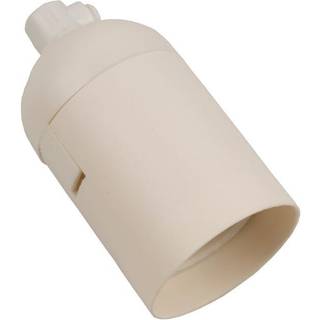 Fatning Normal E27, plast m/aflastning - hvid