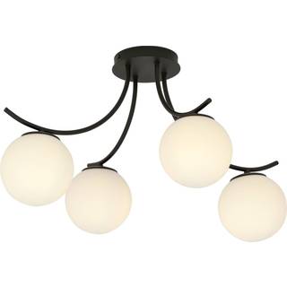 Loftlampe Boston, sort/opal, 4 lyskilder