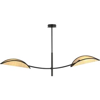 Loftlampe Lotus, sort/rattanoptik, 2 lyskilder