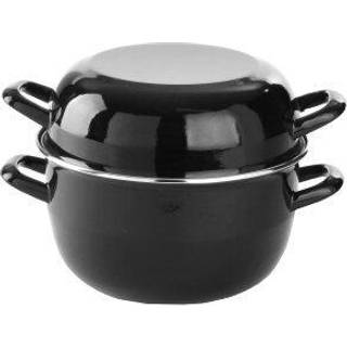 Muslingegryde - med låg, 5 l, sort emalje