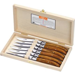 Jean Dubost Laguiole Cutlery - 'Premium' knife, set of six, brown in brown steel, wood