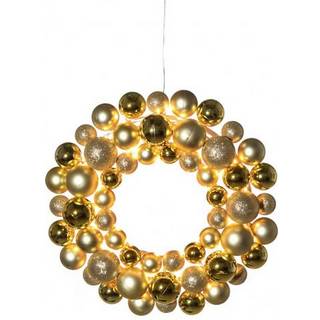 Julekuglekrans, 50 LED, Ø40cm, guld