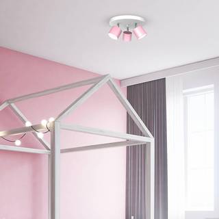 Loftspot Cloudy med 3 lyskilder, rund, lysrosa