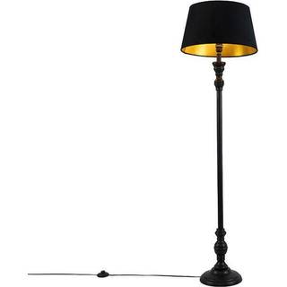 Gulvlampe med 45 cm skærm sort med guld indvendig - Classico
