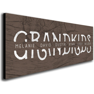 BRANDKIDS - Personaliseret kunstgave til bedsteforældre (rustik Woodgrain 6.5 """" X18 """" Block Mount)