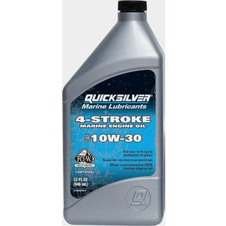 Mineralolie til 4-takt indenbords- &amp; påhængsmotorer Quicksilver 4-Stroke Marine Engine Oil 10W-30, til benzin- &amp; dieselmotorer, NMMA FC-W, 1 liter