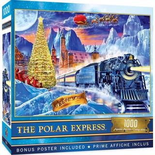 MasterPieces 1000-brikker julepuslespil - Polar Express, 19,25 x 26,75 tommer, genanvendt spånplade, perfekt til fans hele året rundt