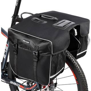 WEST BIKING - Cykeltaske til Baghjul - Dobbelt sidetaske system - 30L - Vandtæt - Sort