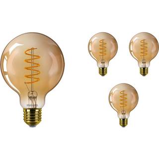 Fordelspakke 4x Philips Classic LED Globe E27 Filament Rav 95mm 4W 250lm - 820 Ekstra Varm Hvid | Dæmpbar - Erstatter 25W