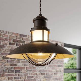 Lindby Louisanne pendellampe, brun, metal, Ø 35 cm