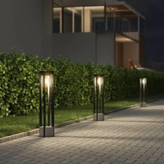 Lucande vejlampe Overa, grå, metal, 68 cm, IP44, E27