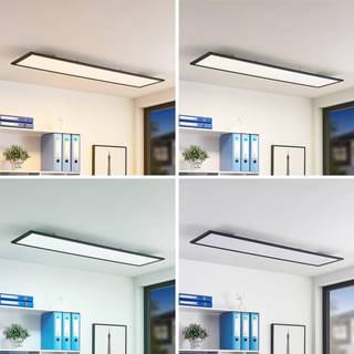 Lindby LED-panel Nelios, 120 x 30 cm, CCT, sort, metal