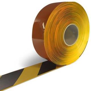 DENFOIL Line Marking tape - Sort/gul - 75 mm x 30 m