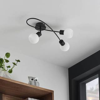 Loftslampe Elaina Lindby, dæmpbar, Sort, Stue/spisestue, Metal, Moderne