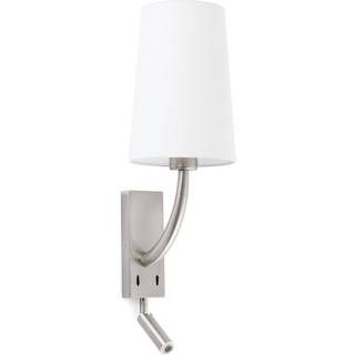 Rem væglampe med LED-læselampe, hvid/nikkel