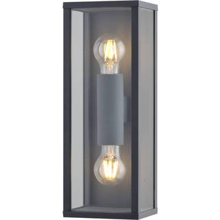 Lindby Peldar udendørs væglampe, klar, 2 lyskilder, 38 cm, metal